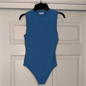 Elegant Blue Sleeveless Bodysuit